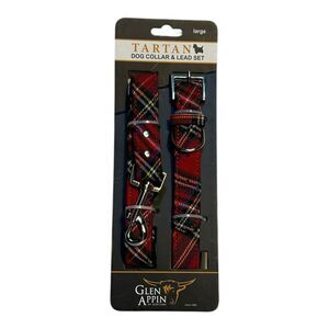 Glen Appin of Scotland Dog Collar & Lead Set Royal Stewart Tartan Large